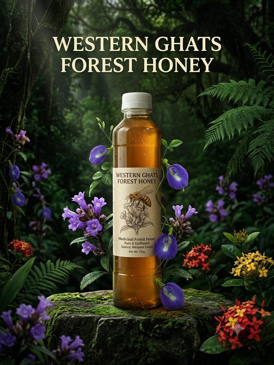 Western Ghats forest honey among wild flowers