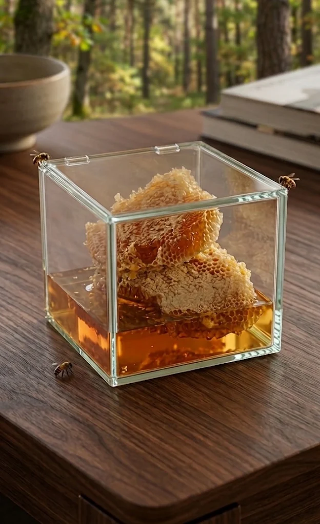 Fresh honeycomb and honey